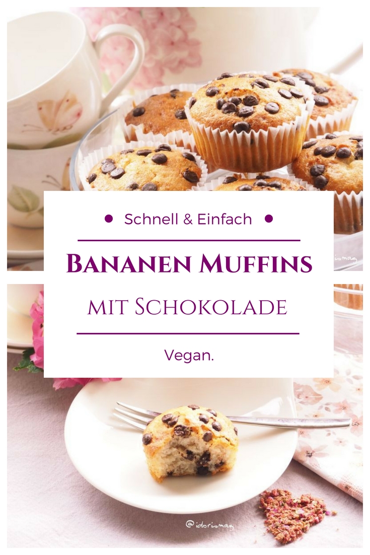 Vegane Bananen Muffins mit Schokolade Drops