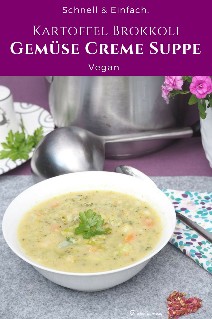 Vegane Brokkoli Kartoffel Gemüse Creme Suppe
