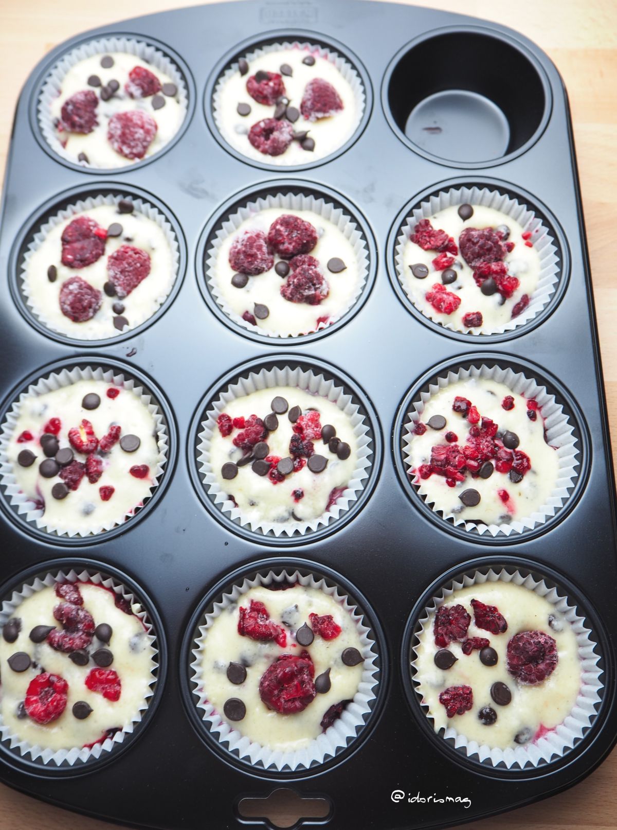 Fruity sweet little raspberry chocolate muffins - Vegan recipe