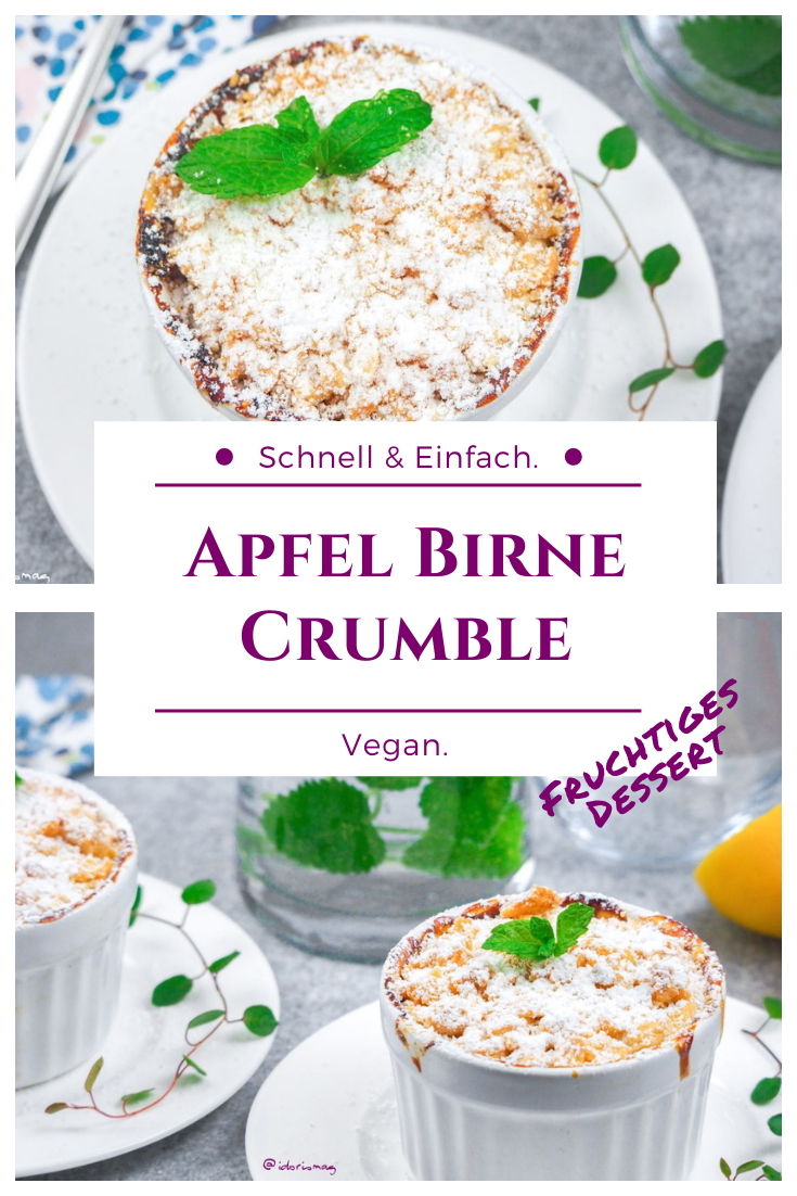 Veganer Apfel Birne Crumble - Veganes Dessert Rezept