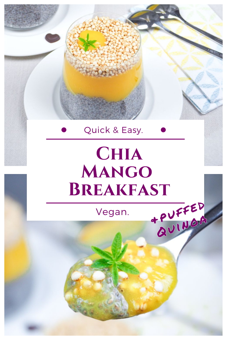 Vegan Breakfast - Chia pudding with mango & puffed quinoa