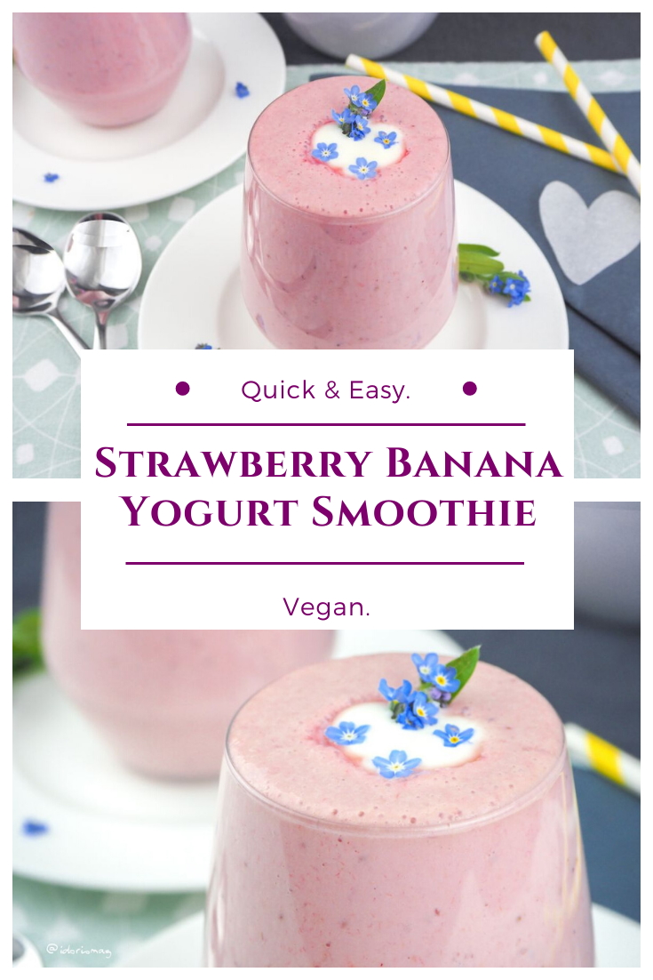 Strawberry Banana Yogurt Smoothie - Vegan Recipe