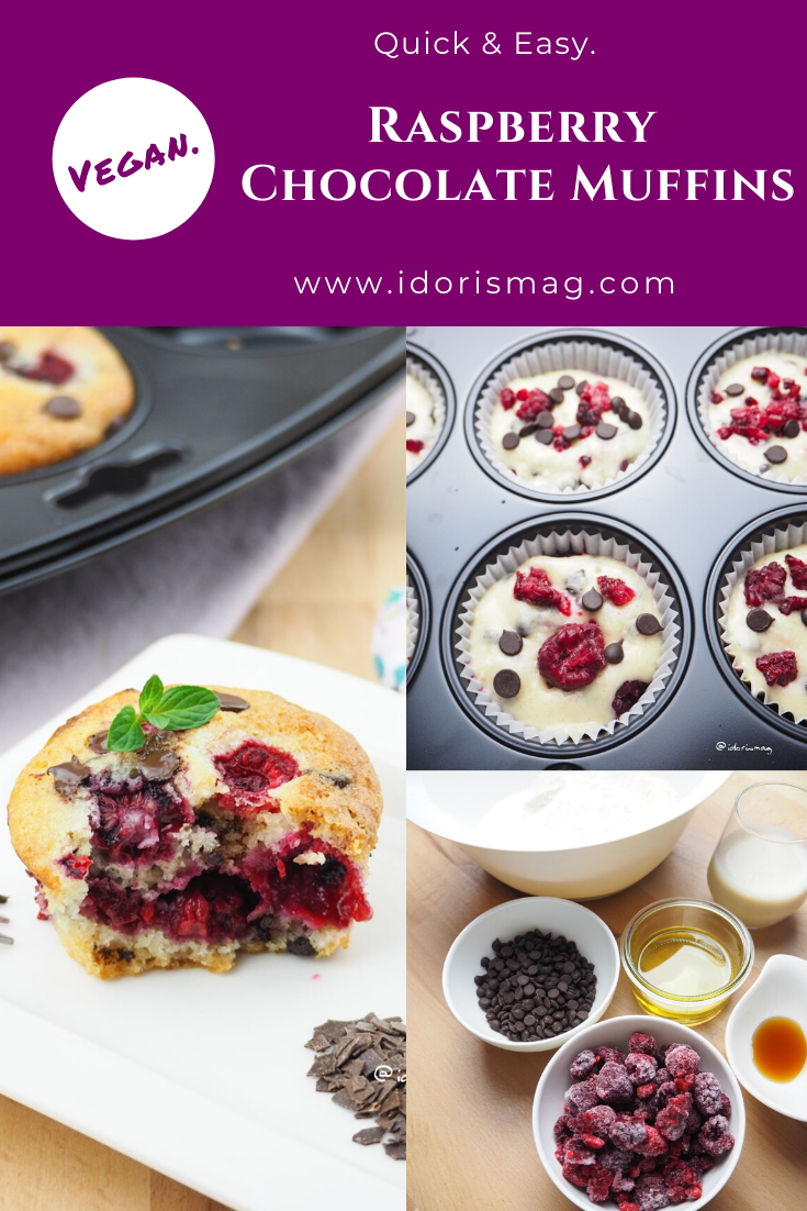 Raspberry chocolate muffins - Vegan recipe