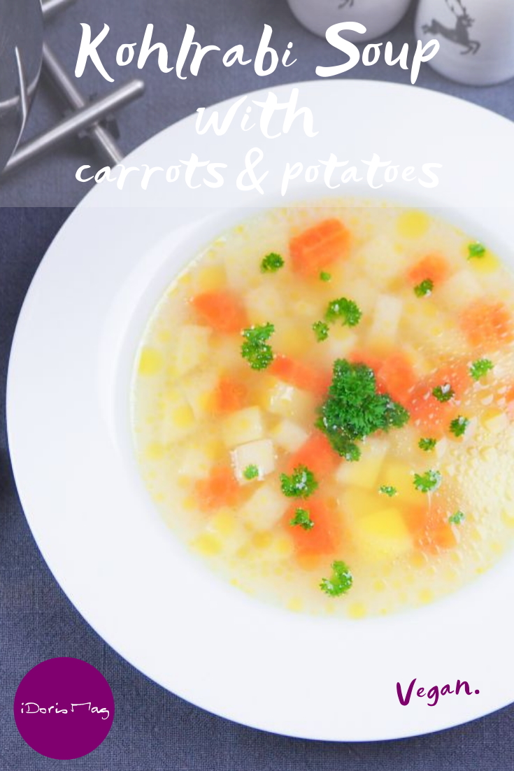 Vegan Kohlrabi Vegetable Soup - with carrots & potatoes - Plantbased Recipe