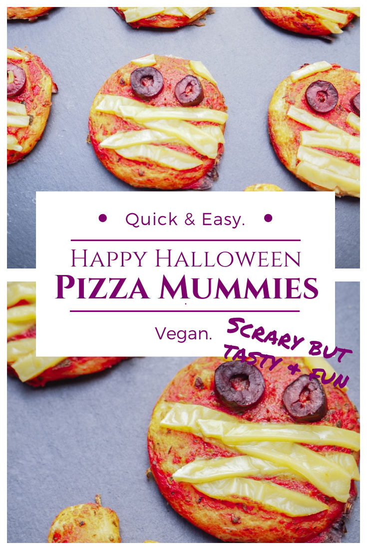 Vegan Halloween Party Recipe - Spooky Pizza Mummies