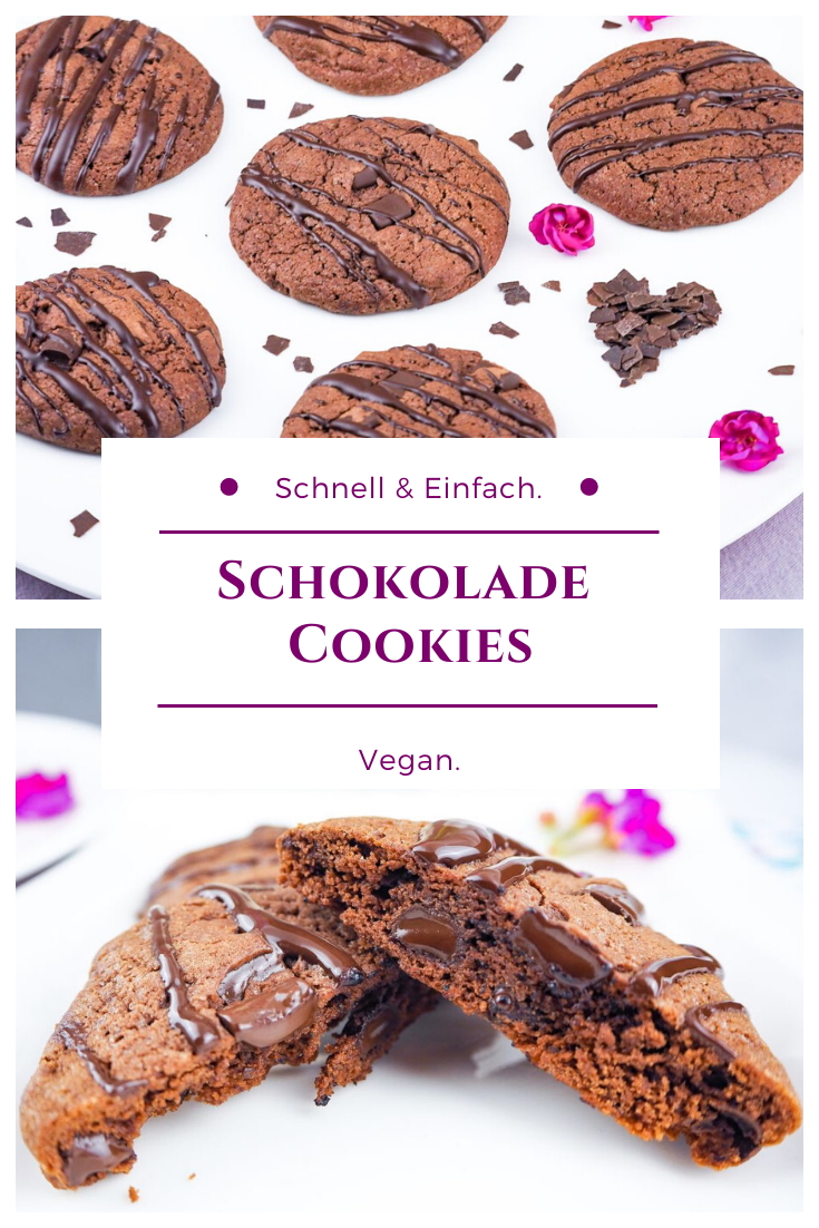 Vegane Schokolade Kekse mit Schokolade Stückchen